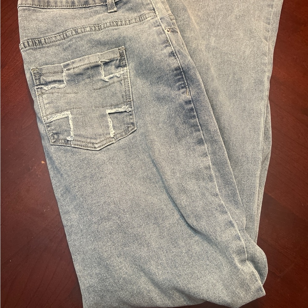 Wide leg denim jeans